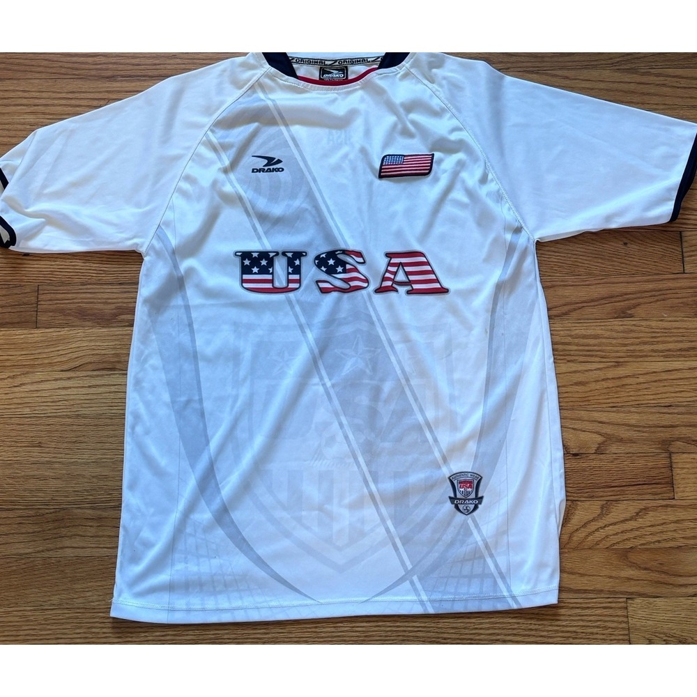 USA Soccer Jersey T-Shirt Men's One Size White Dri-Fit Short Sleeve